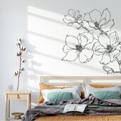 贴画新品 唯美线条花朵墙贴客厅卧室墙角装 饰画贴纸北欧风软装 自粘