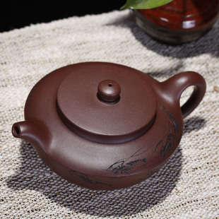 汉扁 助工王刚全手工国工储国峰陶刻内壁章原矿底槽青茶壶325cc