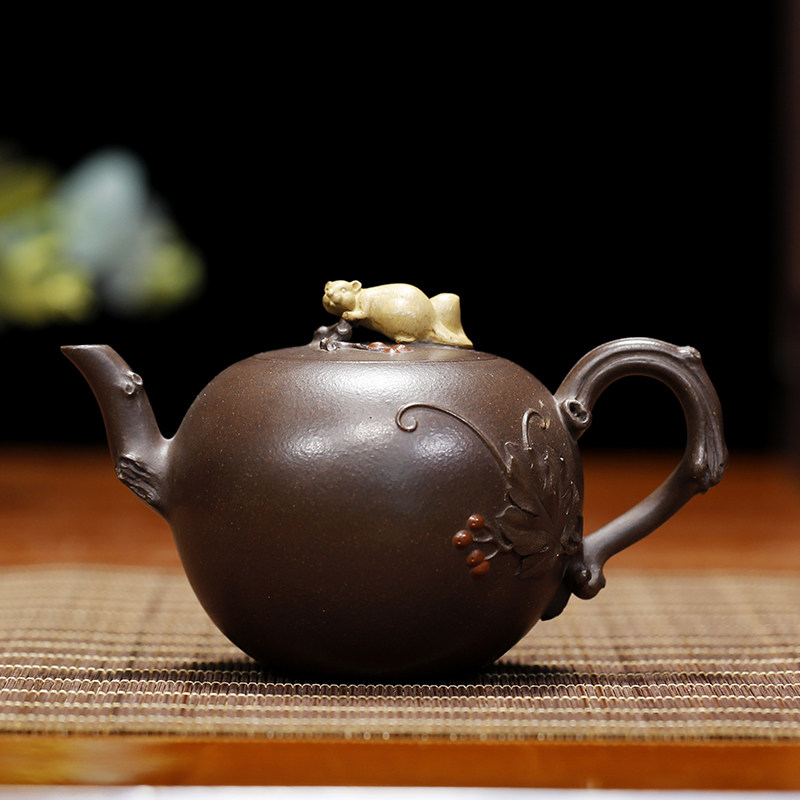 张义制陶原矿紫泥花器宜兴紫砂壶