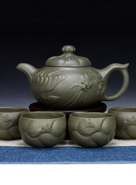 云龙原矿绿泥实力派工艺员王夕(锡)珍收藏送礼宜兴紫砂壶350cc