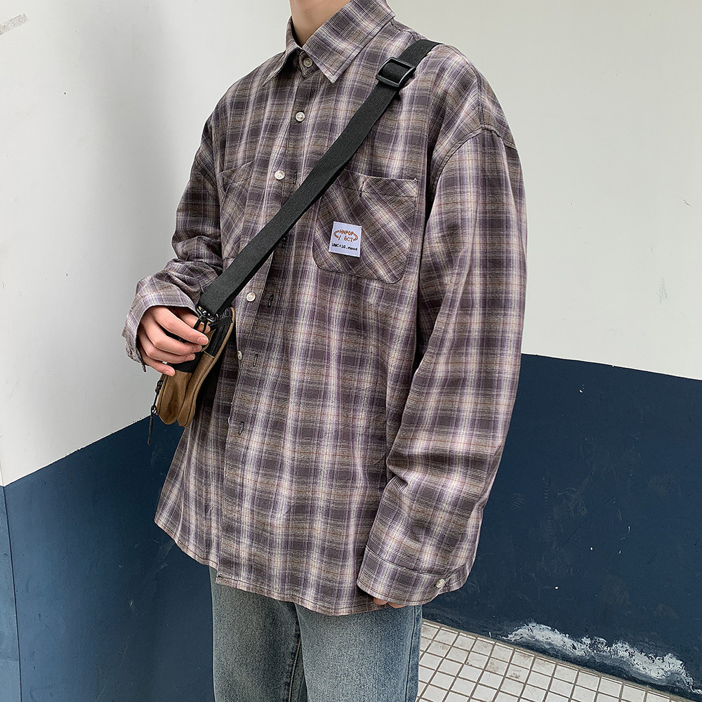秋季日系复古宽松格子衬衫C538/P68,男装衬衫,电商A228