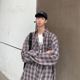 秋季日系复古宽松格子衬衫C538/P68，男装衬衫，电商A228
