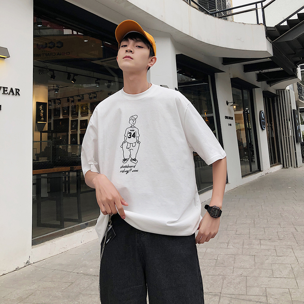 简约韩版卡通人物印花圆领T恤T808/P40，男装T恤，电商A228