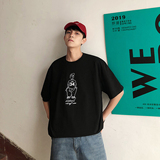 简约韩版卡通人物印花圆领T恤T808/P40，男装T恤，电商A228