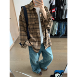 复古磨毛格子宽松休闲百搭翻领长袖衬衫外套A228/C584/P68，男装衬衫，电商A228