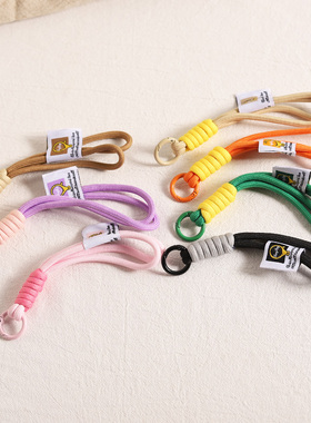ins风彩色编织手机挂绳双股结实防丢失手提钥匙扣耳机挂链夹片