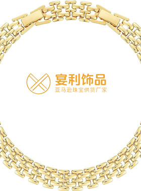 亚马逊简约14K金色编织粗脚链欧美时尚镀金细手链不褪色饰品经典