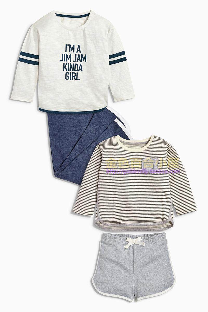 next童装女童夏季纯棉家居服套装女小童全棉睡衣女中童春夏包邮