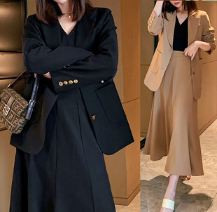大码胖mm高级感外套炸街洋气半身裙两件套女气质套装裙御姐轻熟风