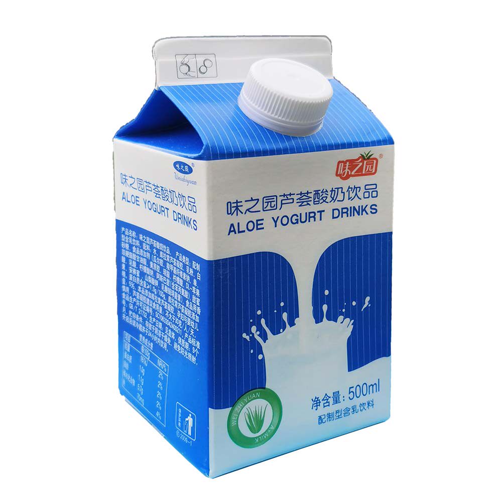 味之园芦荟酸奶500ml纸盒包装聚会宴会饮品 早餐奶品大瓶饮料整箱