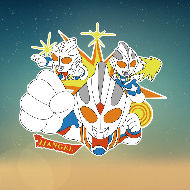 卡通三奥特曼飞行出击图案印花个性diy衣服辅料柯式热转印烫画贴