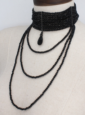 宫廷夸张风水晶多层项链 洛丽塔小众秀场海盗爷同款