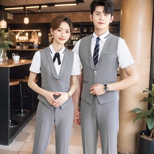 男女职业马甲通勤坎肩工作服正装 青果领背心马夹套装 商务4s店新款