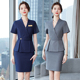 短袖 新款 西装 灰色夏季 套装 女薄款 珠宝店美容院工作服职业装 西服