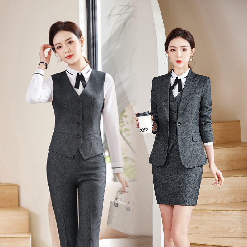 特大码西装马甲套装女