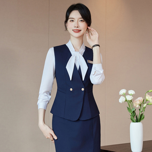 职业西装马甲套装女酒店前台接待美容院珠宝店工作服收银客服工装