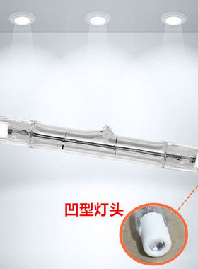 耐高温烤鸭炉100w200W150w300w双端卤钨两头凹碘钨丝灯管工地照明