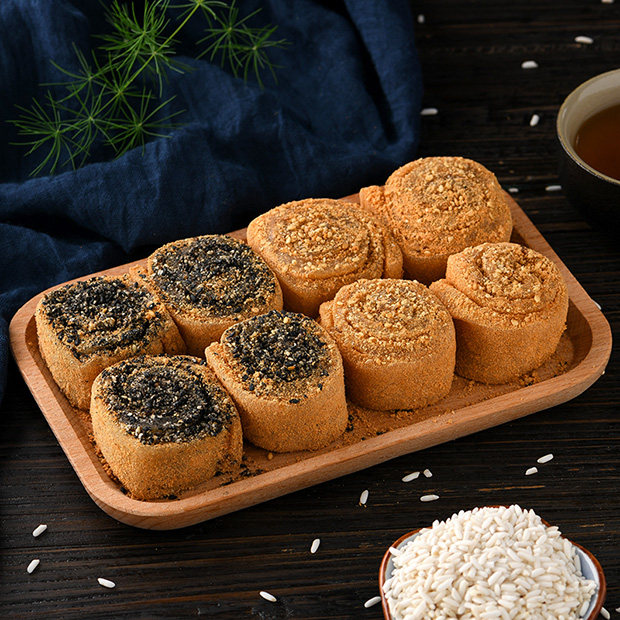 黑白芝麻卷东北特产小吃驴打滚芝麻馅北京特产糯米糕豆面卷子包邮