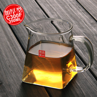 品一恒 耐热玻璃300ML透明公杯创意功夫茶具零配方形公道杯茶海