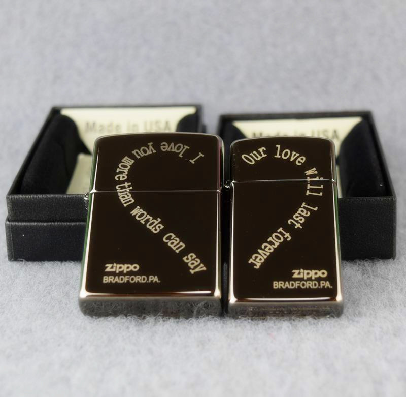 正品芝宝原装zippo打火机黑冰情侣对机太极情人心防伪码防风