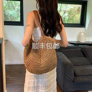 全球森系in草编包包女大容量编织单肩包包手提袋边沙s滩海度假托