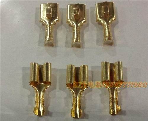 冷压端子 接线端子 6.3插簧 平刺 接插件 线耳 2000只/1包 A型脚