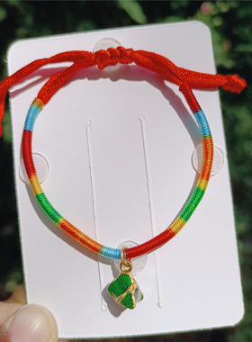 端午手工彩虹编织手链极简风