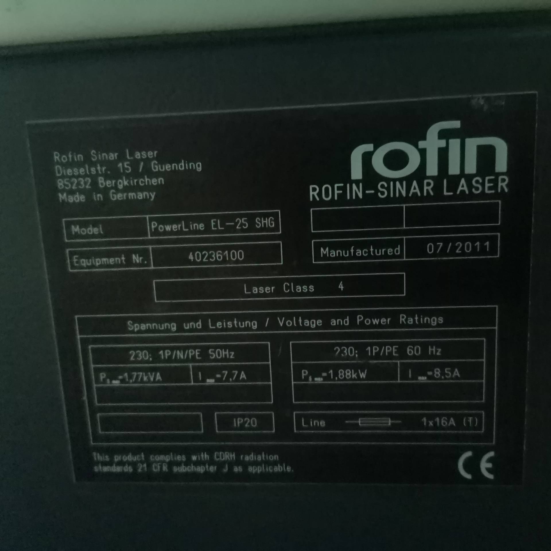 德国ROFIN脉冲PowerLine EL-25 SHG议价 维修！！！