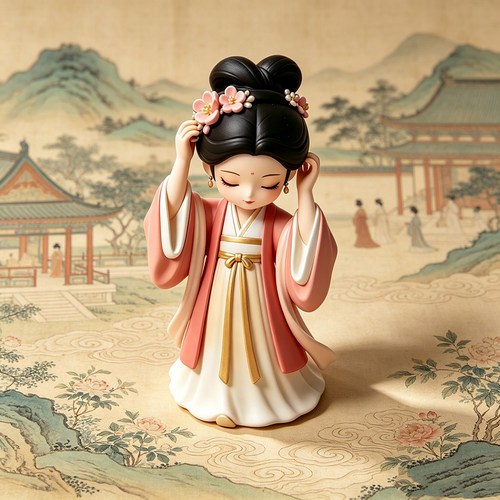 汉宫春晓图手办侍女摆件国风