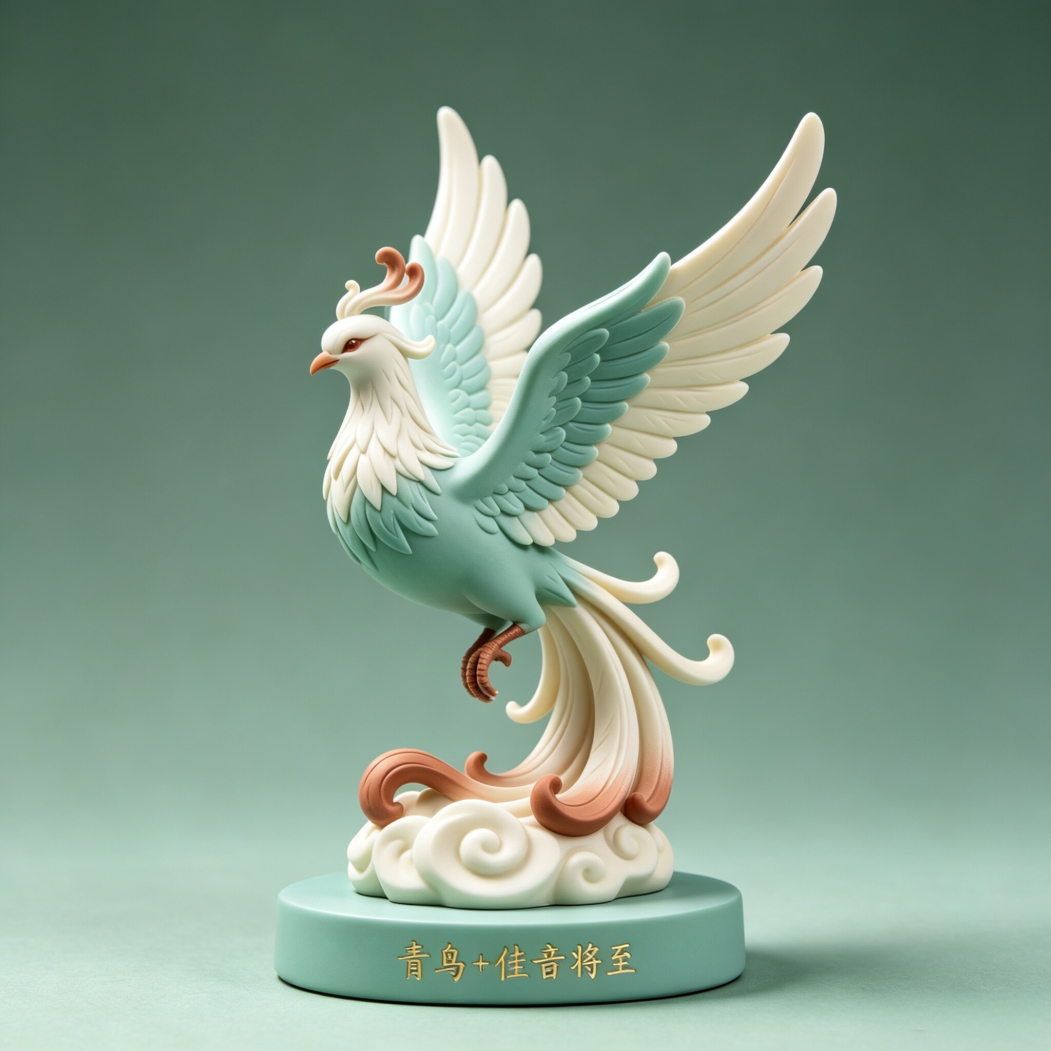 新中式哑光青鸟祥瑞摆件 神话灵鸟招财好运 高级感家居桌面收藏品