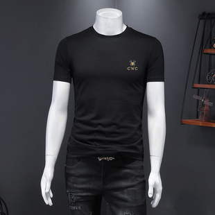 CNC短袖t恤男士刺绣圆领夏季2025新款体恤宽松上衣半袖男装潮T