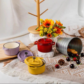 一人食铸铁珐琅锅10CM迷你锅炖盅宝宝奶锅辅食调味料盒电磁炉通用