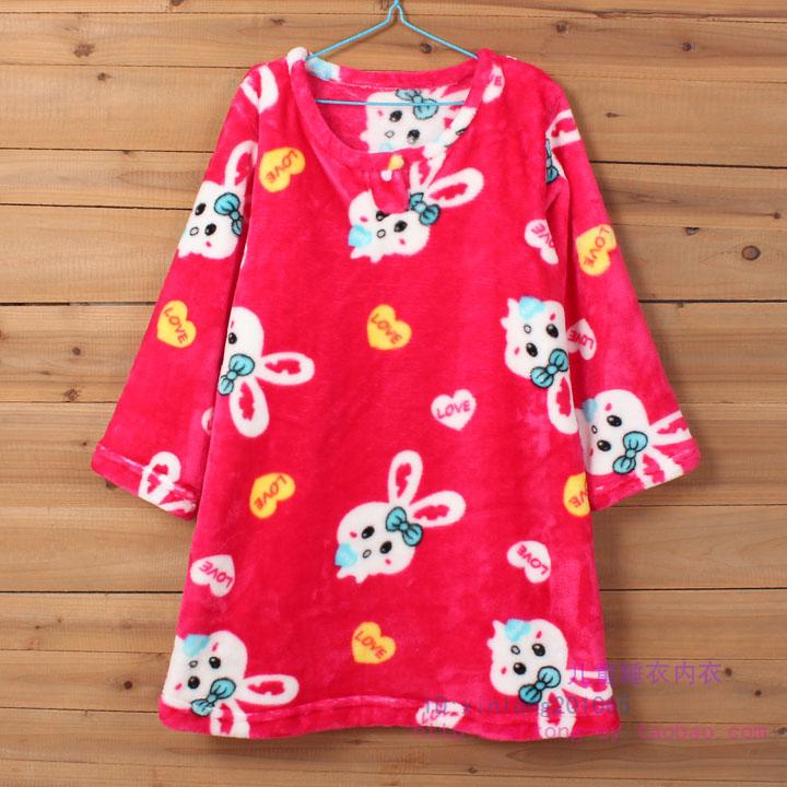 秋冬法兰绒保暖长款家居服睡裙女童睡衣