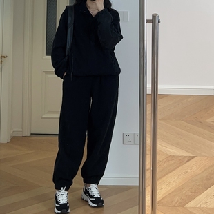 情侣 冬装 套装 港风摇粒绒立领卫衣宽松中高腰卫裤 1KG 新款