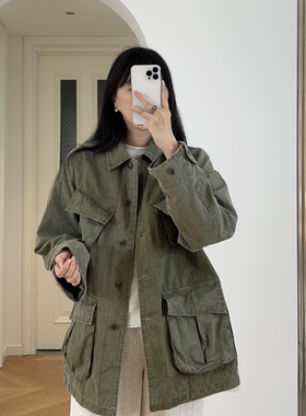 秋冬新款小众复古 做工工装夹克外套风衣 0.84KG