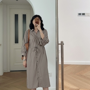 裙连衣裙中长裙 秋装 翻领衬衫 法式 0.31KG 新款