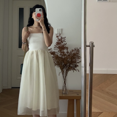 包邮 夏装新款 修身吊带蓬蓬裙连衣裙中长裙 0.27KG