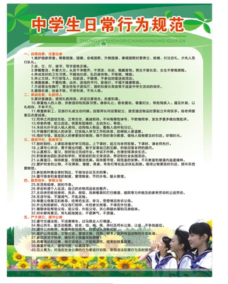 中学生日常行为规范挂画教室布置