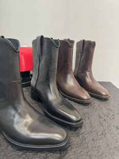 2025新款 复古风方头骑士矮筒靴女真皮短靴