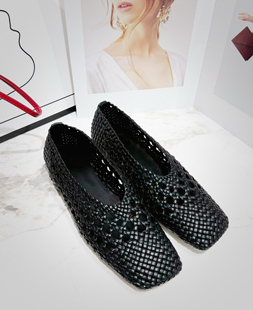 小众潮鞋 百搭舒适平底羊皮手工编织单鞋 时尚 2025春夏新款