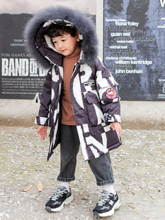 韦氏正品冬季儿童男童女童宝宝羽绒服外套中长款毛领厚保暖派克服