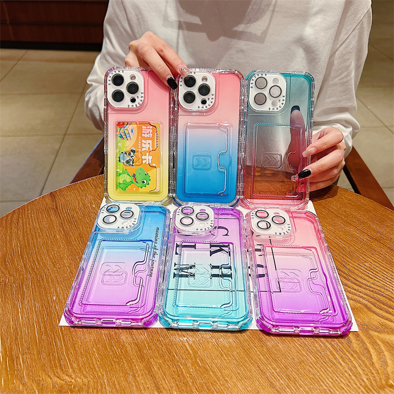 ins外贸新款镜头膜日韩渐变幻彩12pm适用iphone16 plus手机壳苹果15 pro max电话保护套13透明四角防摔16全包