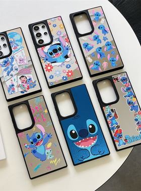 蓝色小怪兽史迪仔适用三星s24 ultra手机壳S25+磁吸无线充电话保护套magsafe镜面s23u搞怪玩偶史迪奇stitch潮
