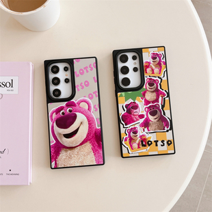 玩具toy总动员草莓熊适用三星s24 ultra手机壳电话保护套S25+plus粉色小熊防摔潮牌镜面s23u全包少女心lotso