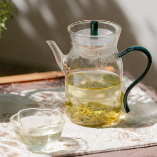 仿宋玻璃茶壶透明玻璃壶家用烧水手执花茶壶耐热冷泡茶壶茶水分离
