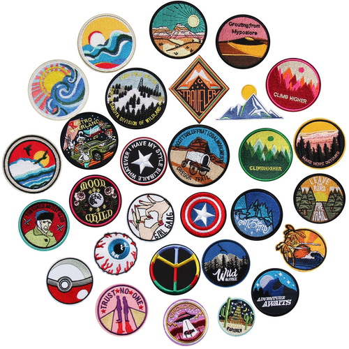 时尚圆形刺绣布贴徽章补衣贴DIY