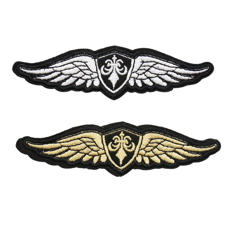 精品布贴刺绣贴衣服徽章金色翅膀