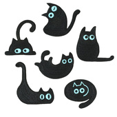 自粘可爱黑猫刺绣布贴包包手账本装 饰图案贴黑色衣服裤 子补丁贴布