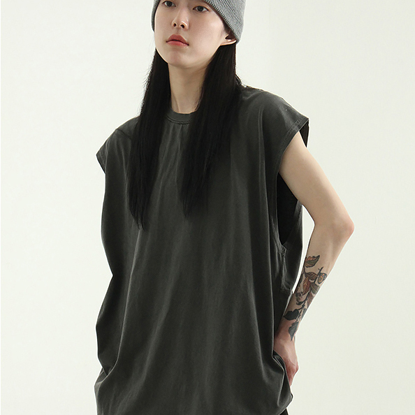 pigmented cotton sleeveless box tee (unisex)
