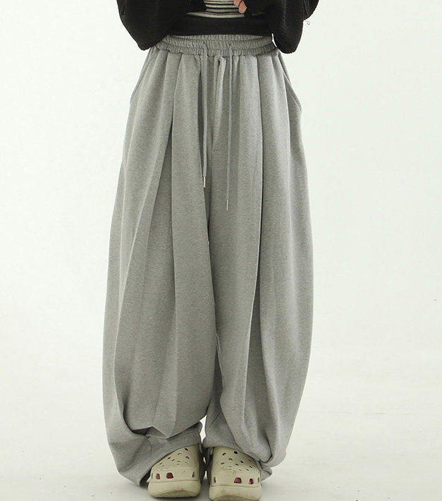 oversize double pin tuck balloon banding pants (unisex)